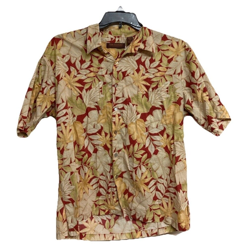 Men's Tori Richard Hawaiian Shirt Short Sleeve Floral Cotton Lawn Size Large
